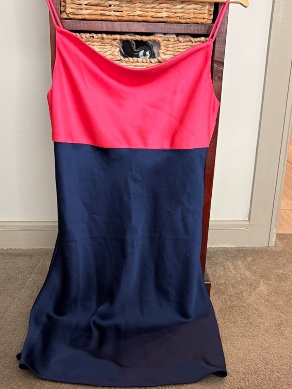 Armani Exchange Size 8 Pink and Blue Satin Slip Dress EXCELLENT SHAPE lot6034